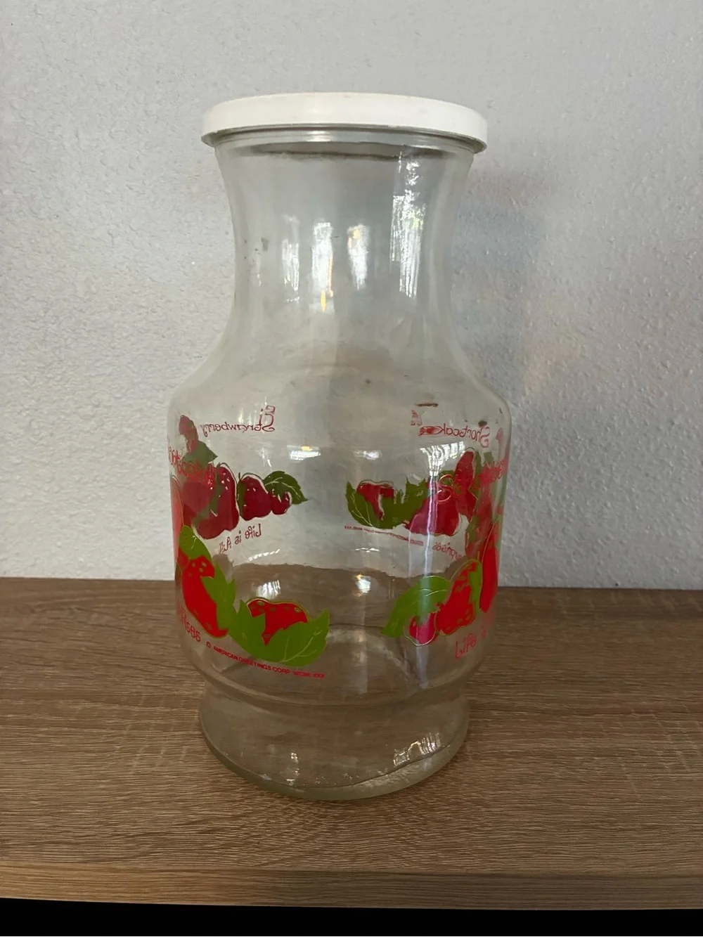 Vintage Strawberry Shortcake Lucky Bug Glass Carafe 9” Anchor Hocking